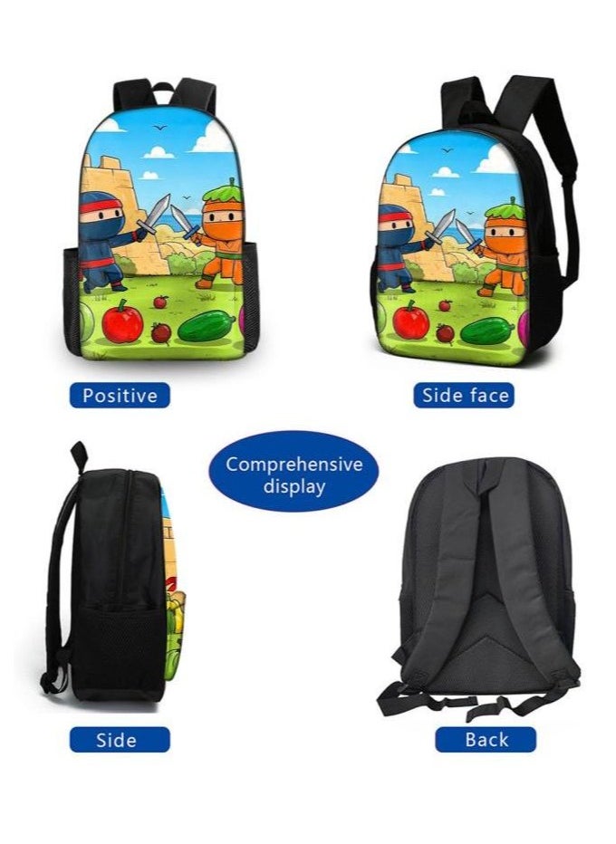 Cartoon three-piece schoolbag with front pocket - 142