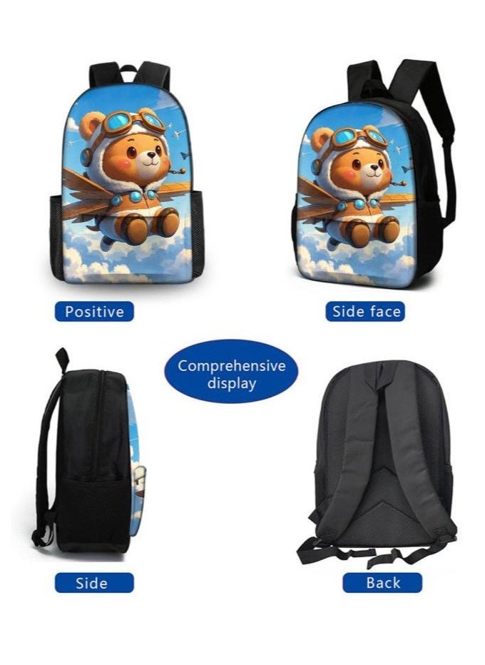 Cartoon three-piece schoolbag with front pocket - 1004