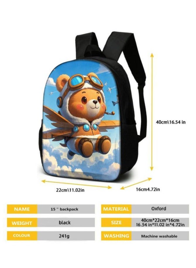 Cartoon three-piece schoolbag with front pocket - 1004