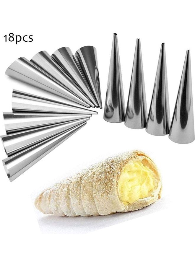18-Pcs 4.8 Inch Stainless Steel DIY Baking Cones Mold Multicolour 1cm