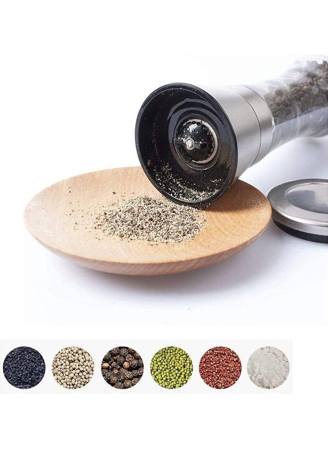 Pack Of 2 Salt And Pepper Grinder Set Clear/Silver