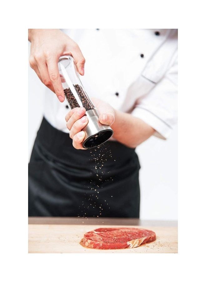 Pack Of 2 Salt And Pepper Grinder Set Clear/Silver