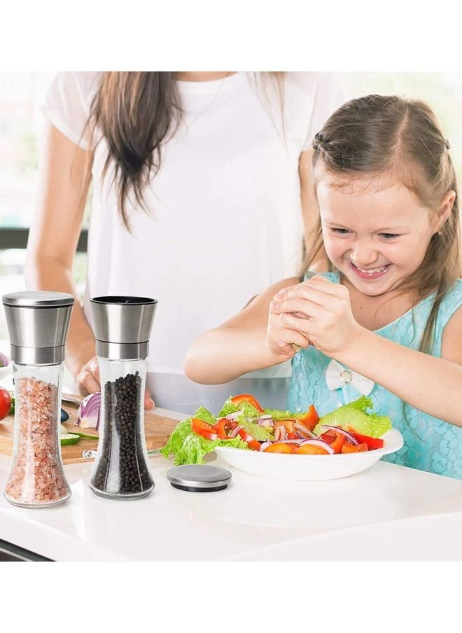 Pack Of 2 Salt And Pepper Grinder Set Clear/Silver