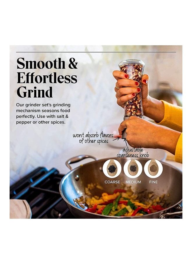 Pack Of 2 Salt And Pepper Grinder Set Clear/Silver