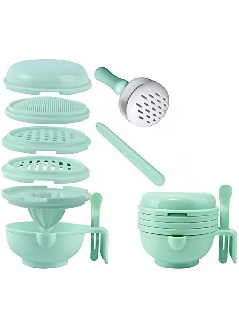 9 in 1 Food Masher Maker Portable Baby Feeder Food Processor Smasher Serve Bowl Vegetables Fruit Ricer Grinder