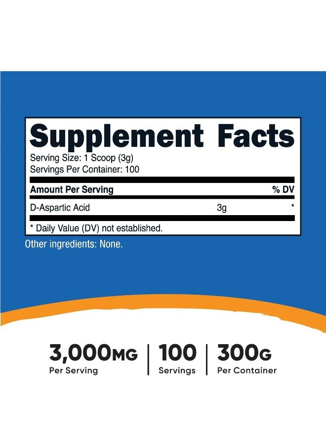 D-Aspartic Acid (Daa) Powder 300G - Pure D Aspartic Acid