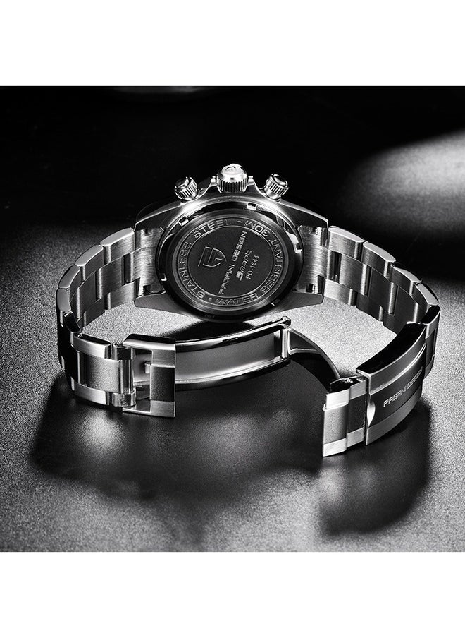 Men's Quartz Watches Chronograph Sports Wrist Watch with VK63 Movement Sapphire Glass Waterproof Stainless Steel Strap Ceramic Bezel