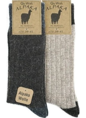 Natural Alpaca Wool Beige Coffee Soft Wool Winter Socks 2 Pairs 3096