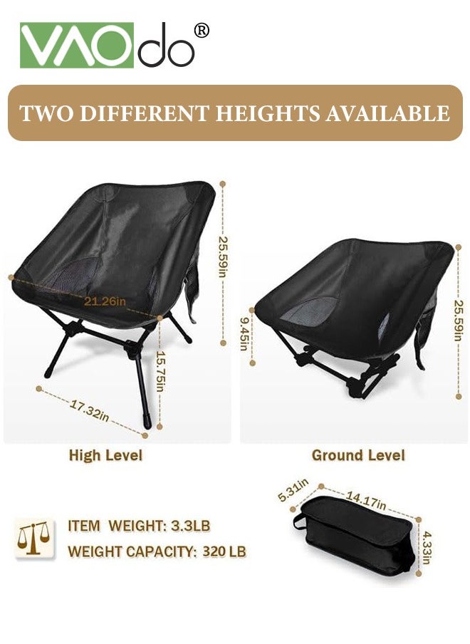 Lightweight Folding Camping Chair Stable Portable Compact Portable Camping Chair for Outdoor Camp, Travel, Beach, Picnic, Festival, Hiking, Backpacking, Supports 320Lbs Backpacking Chair Beach Chair