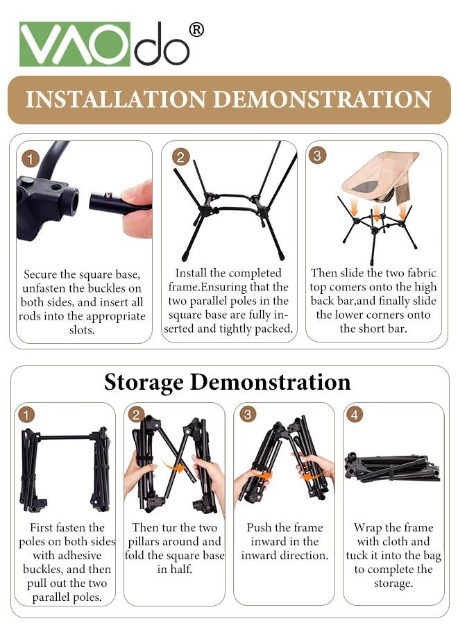 Lightweight Folding Camping Chair Stable Portable Compact Portable Camping Chair for Outdoor Camp, Travel, Beach, Picnic, Festival, Hiking, Backpacking, Supports 320Lbs Backpacking Chair Beach Chair