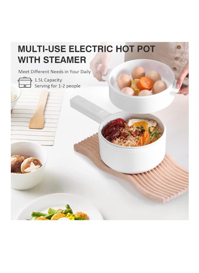 Electric Cooking Pot 700W Non Stick Rapid Multifunction Cooker with Lid 2 Modes White