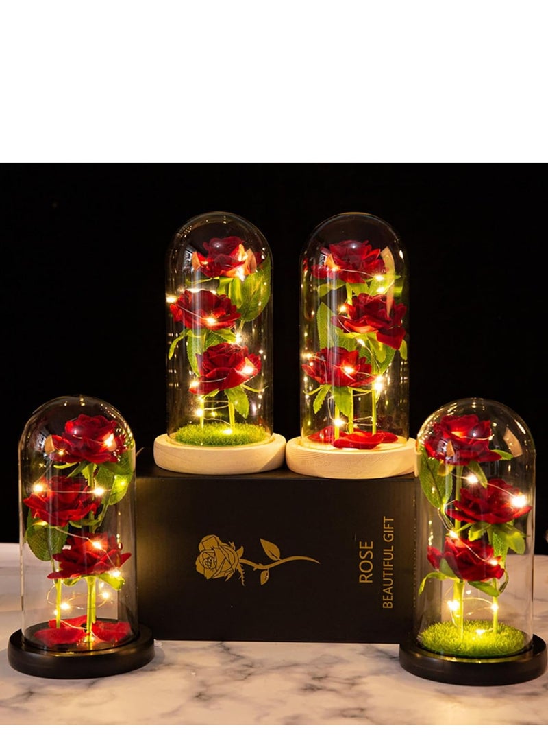 Birthday Rose Gifts, Rose Flower Gifts for Women, Beauty and The Beast Rose, Rose Flowers for Mother's Day Women Gift, Red Galaxy Rose Flowers in A Glass Dome for Girlfriend, Wife