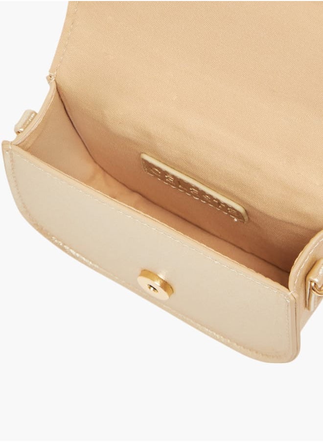 Girls Embellished Crossbody Bag with Chain Strap and Button Closure