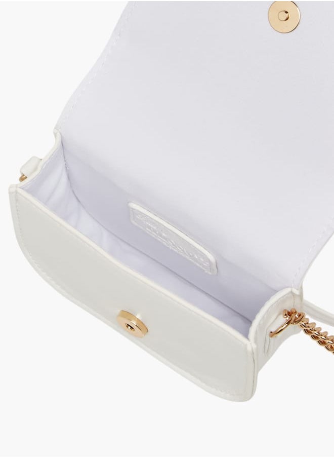Girls Pearl Embellished Crossbody Bag with Magnetic Button Closure