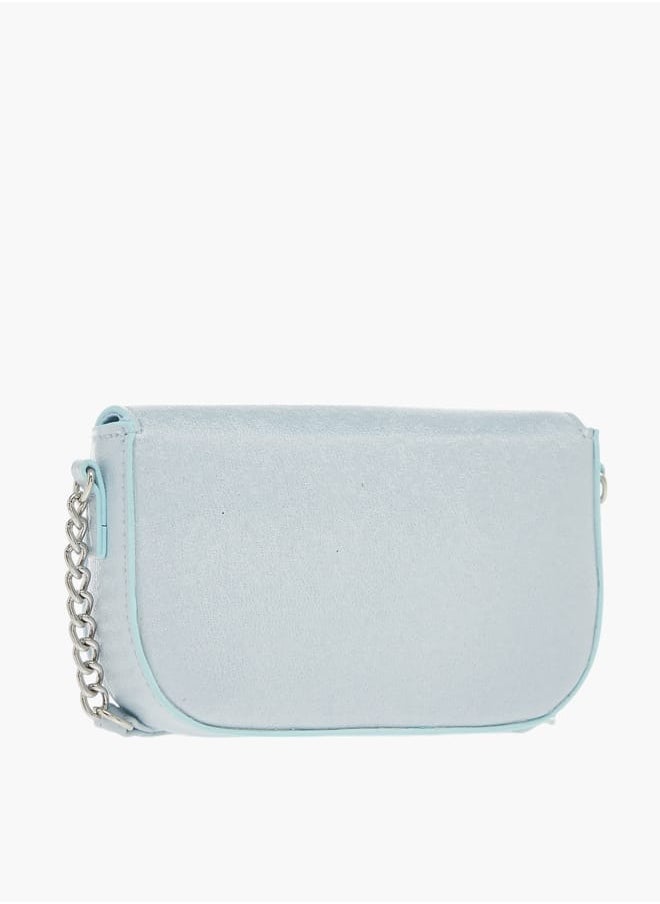 Girls Bow Embellished Crossbody Bag with Chain Detail Strap and Flap Closure