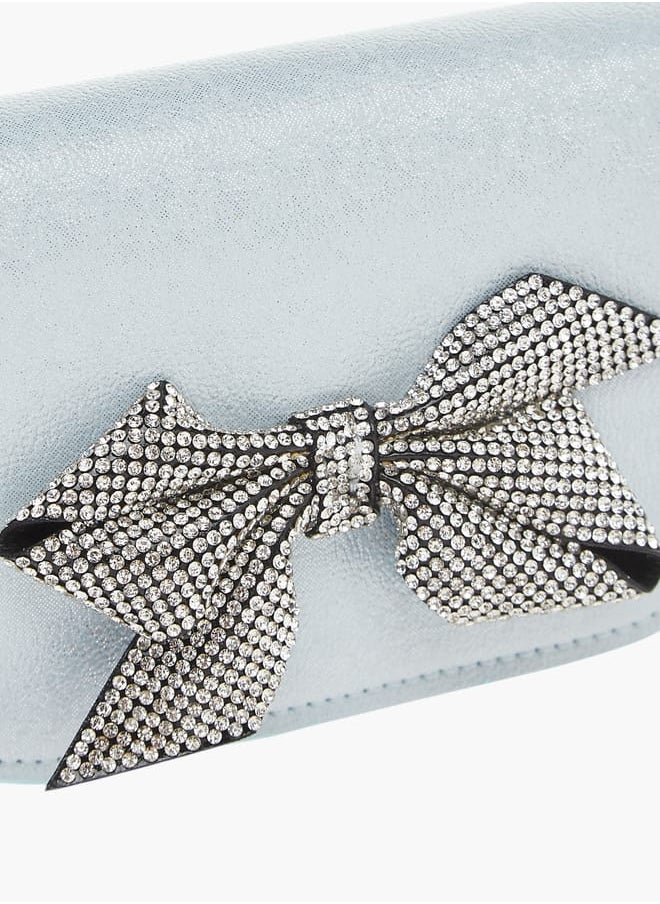 Girls Bow Embellished Crossbody Bag with Chain Detail Strap and Flap Closure