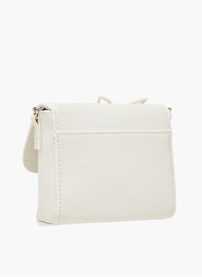 Girls Embellished Crossbody Bag with Chain Strap and Button Closure