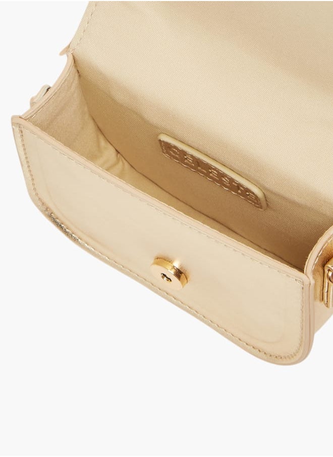 Girls Bow Embellished Crossbody Bag with Chain Strap and Button Closure