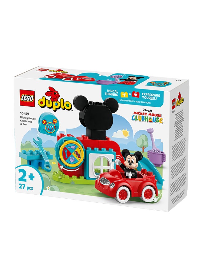 DUPLO  Disney Mickey Mouse Clubhouse & Car Set - Colour Sorting Toy with a Character Figure - Gifts for 2+ Year Old Toddlers, Girls & Boys - Great for Montessori 10454 (27 pieces)