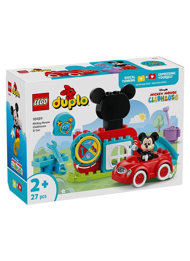 DUPLO  Disney Mickey Mouse Clubhouse & Car Set - Colour Sorting Toy with a Character Figure - Gifts for 2+ Year Old Toddlers, Girls & Boys - Great for Montessori 10454 (27 pieces)