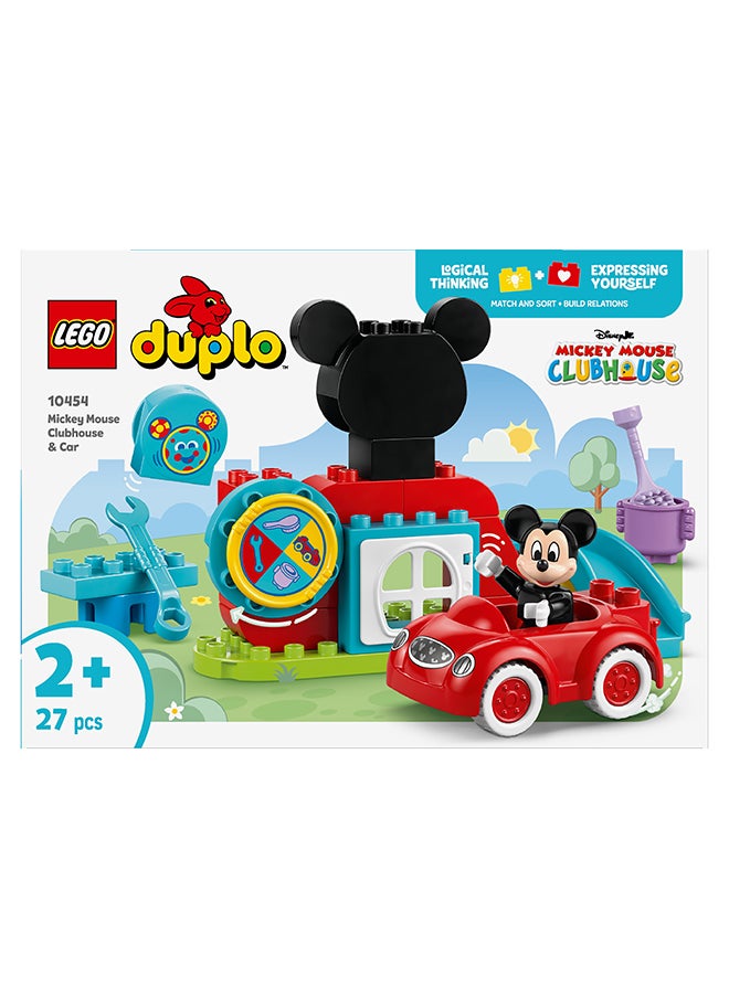 DUPLO  Disney Mickey Mouse Clubhouse & Car Set - Colour Sorting Toy with a Character Figure - Gifts for 2+ Year Old Toddlers, Girls & Boys - Great for Montessori 10454 (27 pieces)