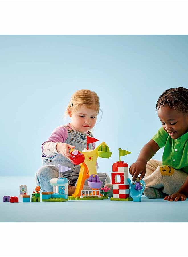 DUPLO Peppa Pig Funfair - Fine Motor Skills Toys for 2+ Year Old Girls & Boys - Big Fair Wheel, Slide, Juice Bar and 3 Figures incl. Danny Dog & Candy Cat - Early Development Activity - 10453 (53 pieces)