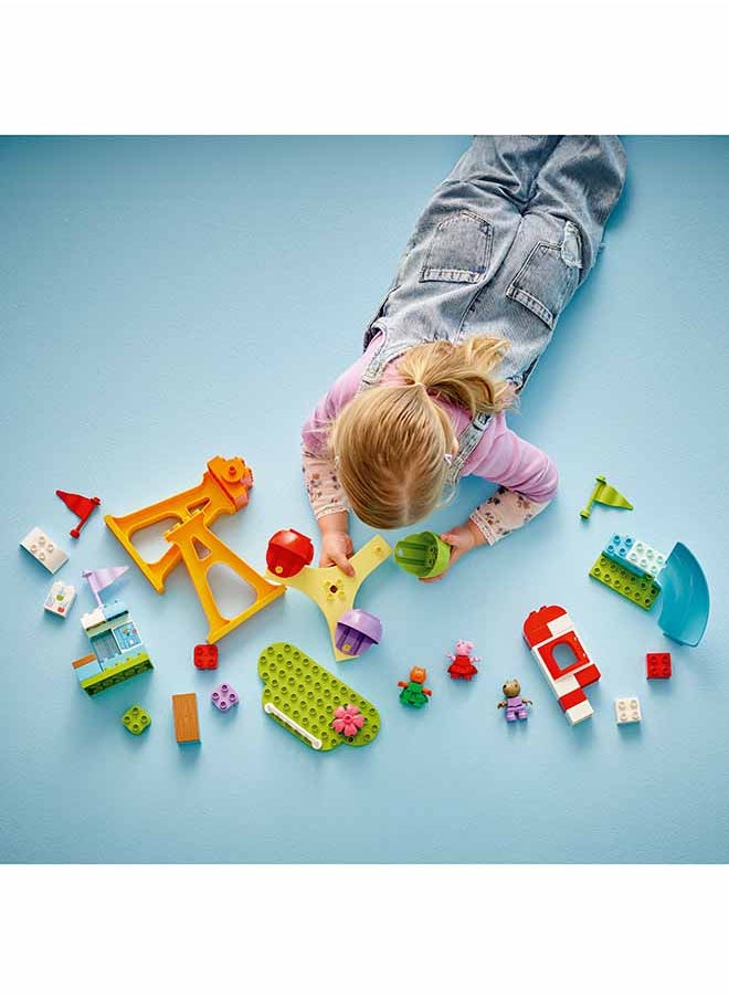 DUPLO Peppa Pig Funfair - Fine Motor Skills Toys for 2+ Year Old Girls & Boys - Big Fair Wheel, Slide, Juice Bar and 3 Figures incl. Danny Dog & Candy Cat - Early Development Activity - 10453 (53 pieces)