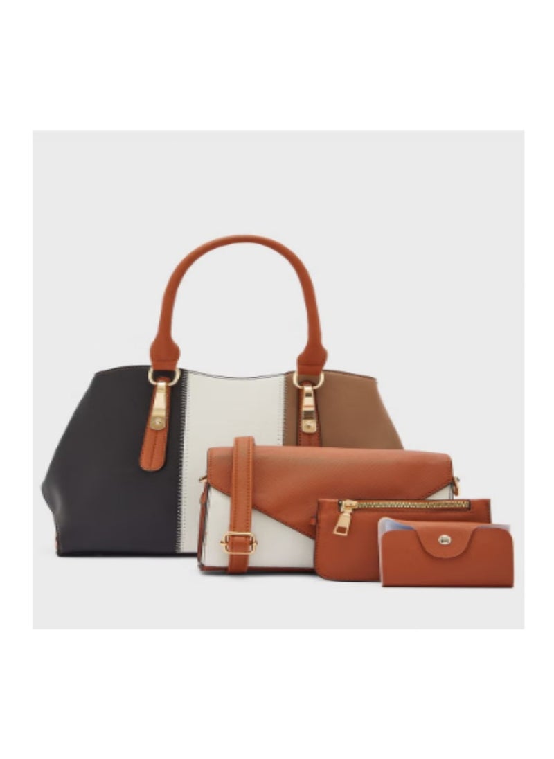 4 In 1 Handbag Set With Tote, Crossbody, Pouch And Cardholder