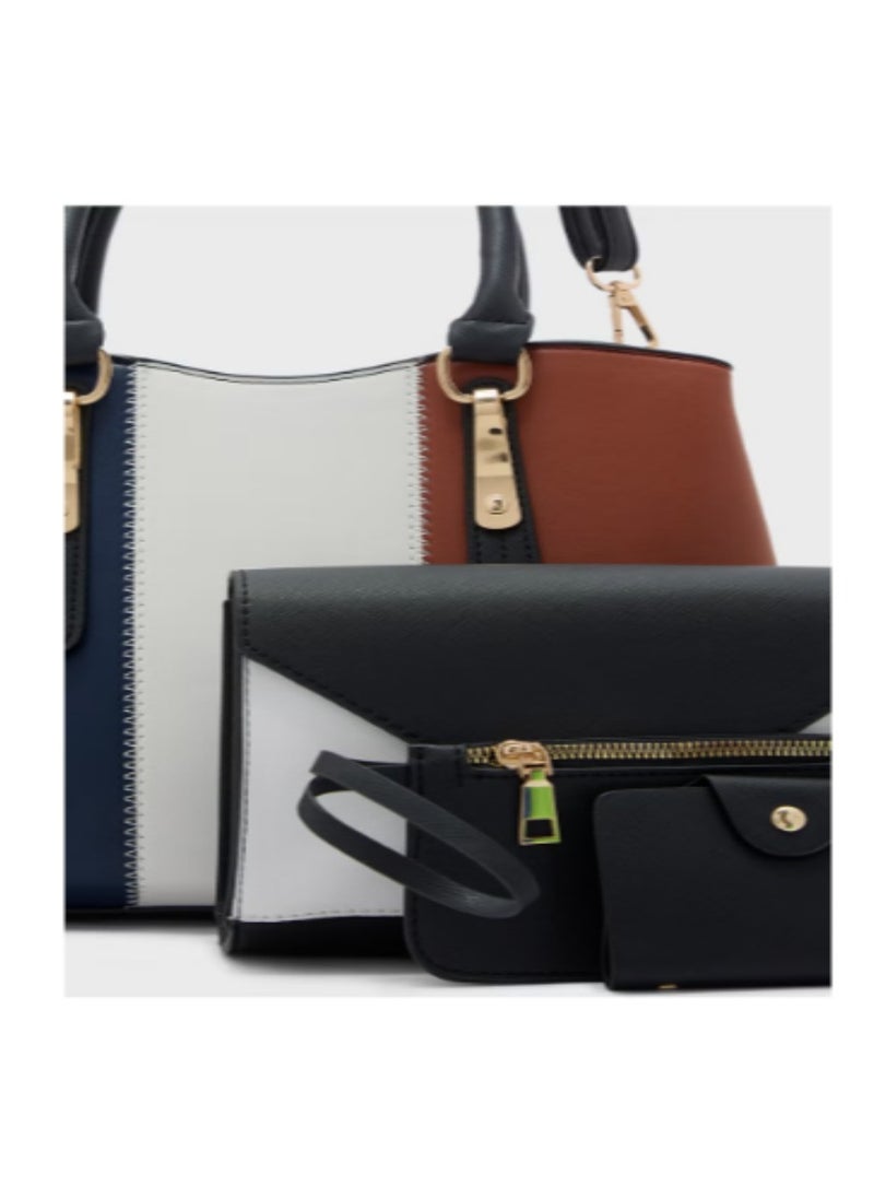 4 In 1 Handbag Set With Tote, Crossbody, Pouch And Cardholder