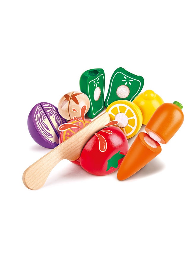 Hape Farm Shop Vegetables | Wooden Toy Vegetable Slicing Playset | Pretend Play Food Set for Kids | Ages 3 and Up