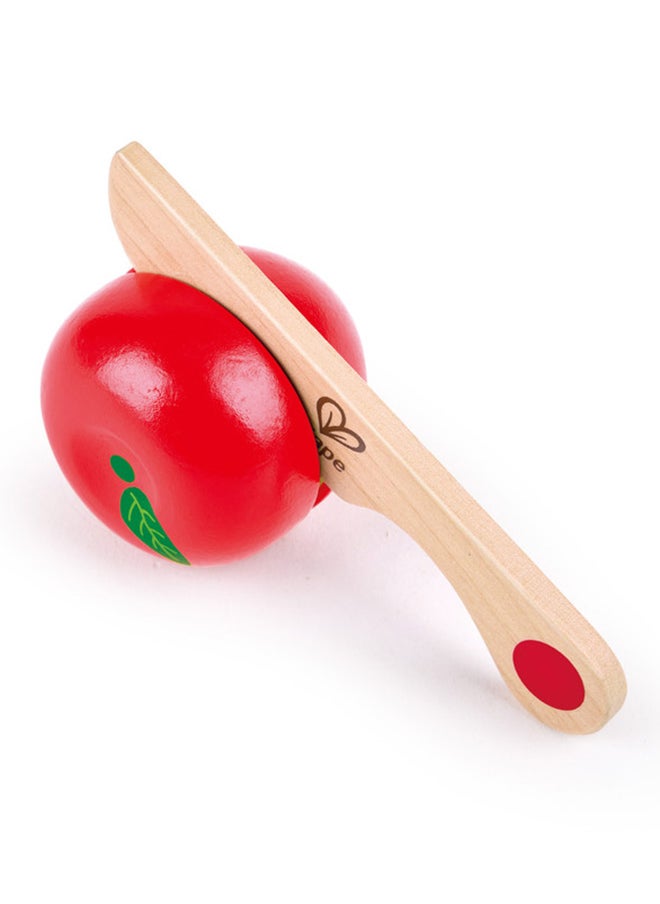 Hape Farm Shop Fruit Playset - Wooden Pretend Play Food Set for Kids, Slicing Fruits Toy with Realistic Crunching Sound, Educational Kitchen Playset for Ages 3 Years and Up