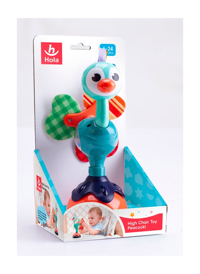 Peacock Highchair Toy With Suction – Sensory Development Toy For Babies 6M+, Stimulates Vision, Hearing, And Touch, Fine Motor Skills, Non-Toxic And Easy To Clean, Mealtime Toys