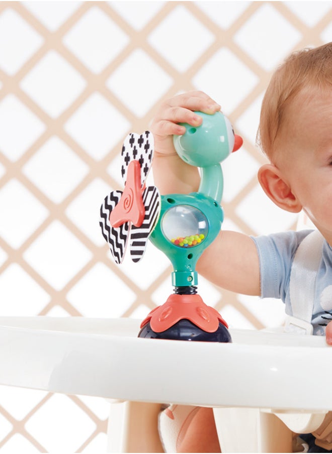 Peacock Highchair Toy With Suction – Sensory Development Toy For Babies 6M+, Stimulates Vision, Hearing, And Touch, Fine Motor Skills, Non-Toxic And Easy To Clean, Mealtime Toys