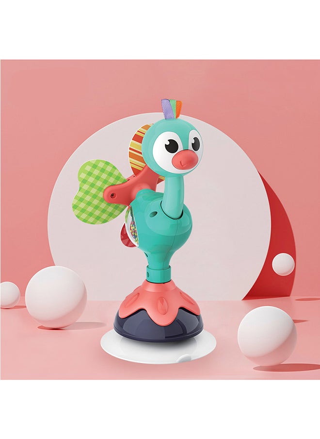Peacock Highchair Toy With Suction – Sensory Development Toy For Babies 6M+, Stimulates Vision, Hearing, And Touch, Fine Motor Skills, Non-Toxic And Easy To Clean, Mealtime Toys