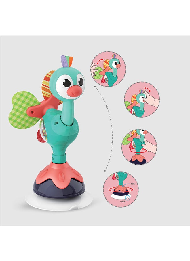 Peacock Highchair Toy With Suction – Sensory Development Toy For Babies 6M+, Stimulates Vision, Hearing, And Touch, Fine Motor Skills, Non-Toxic And Easy To Clean, Mealtime Toys