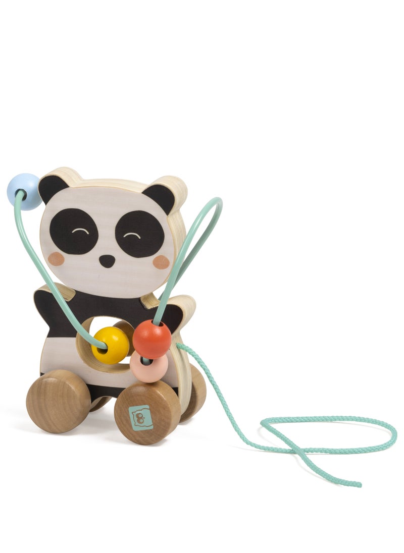 Eurekakids Mini Looping Push & Pull Wooden Toy | Educational Toddler Toys| For Logiccal Thingking and Eye-Hand Coordination | Panda | For 12M+
