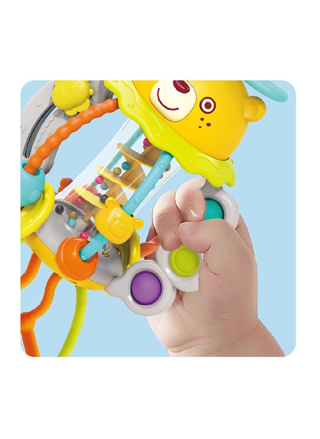 Hola Shake & Pull Busy Ball - Interactive Toy for Toddlers 6M+, Develops Fine Motor Skills, Hand-Eye Coordination, Sensory Perception with Bubble Popping, Bead Spinning, Pulling & Shaking Activities