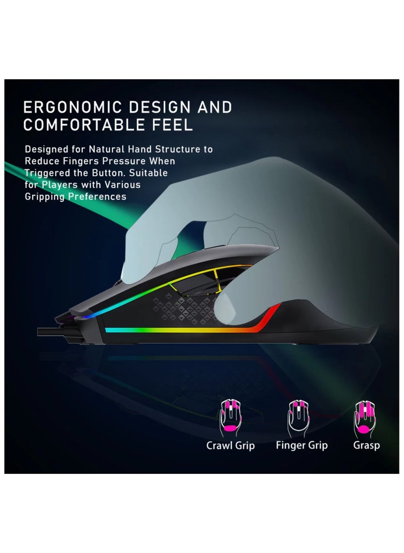 AULA F805 Gaming Mouse Marco Programmable RGB Colorful Lighting 6 gear DPI backlight 7 programmable buttons for PC