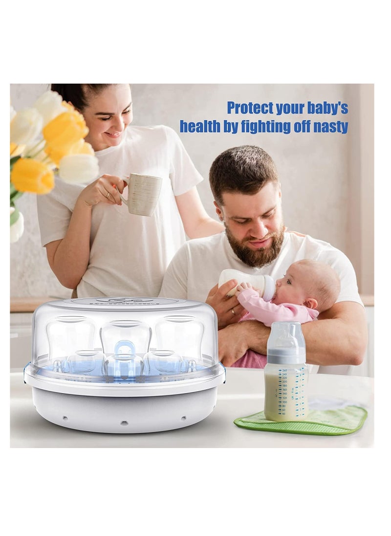 Bellababy Bottle Sterilizer, Microwave Steam Sterilization for Feeding Bottles, Teats, Breast Pump Accessories, 99.99% Disinfection in 2 Minutes - Diameter: 27.7 cm, Height: 16.8 cm (Blue)