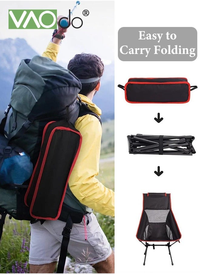Lightweight Portable Camping Chairs High Back Stable Foldable Compact Chair Backpacking Chair for Outdoor Camp, Travel, Beach, Picnic, Festival, Hiking, Backpacking, Supports