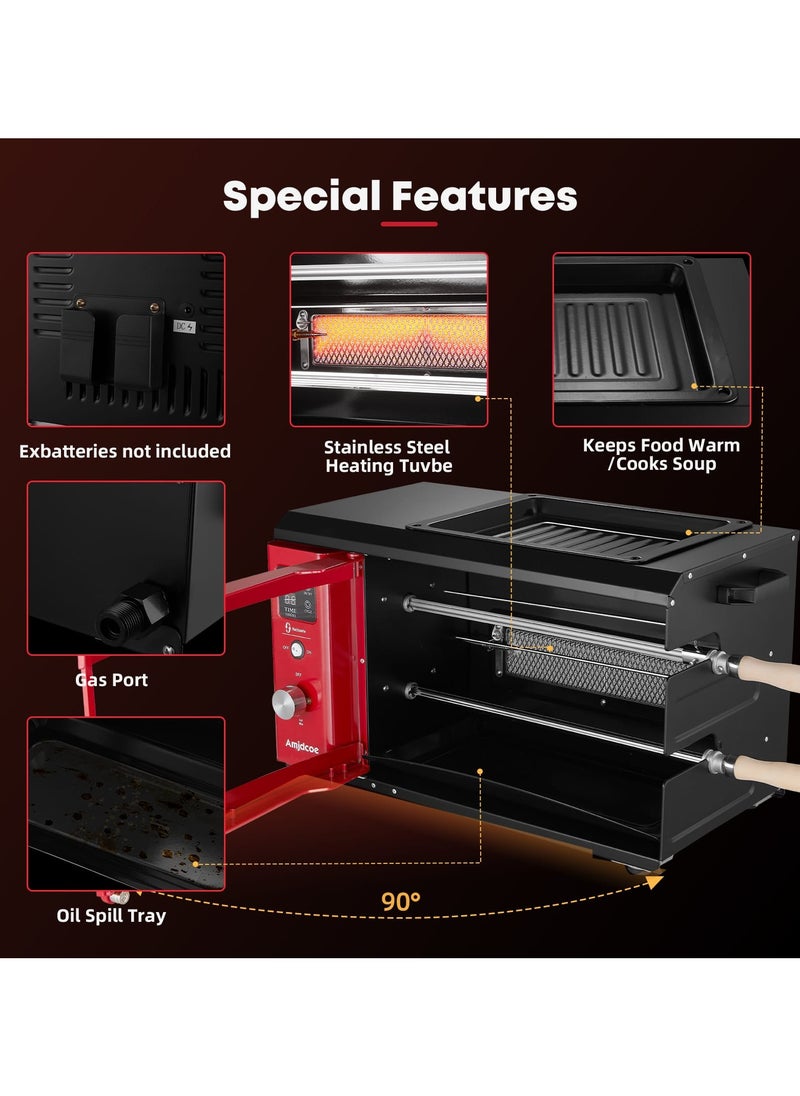 Electric Rotisserie Grill Indoor with Auto-Rotating Skewers, 31 QT Smoke-Free Rotisserie Oven with Timer for Brazilian Picanha BBQ