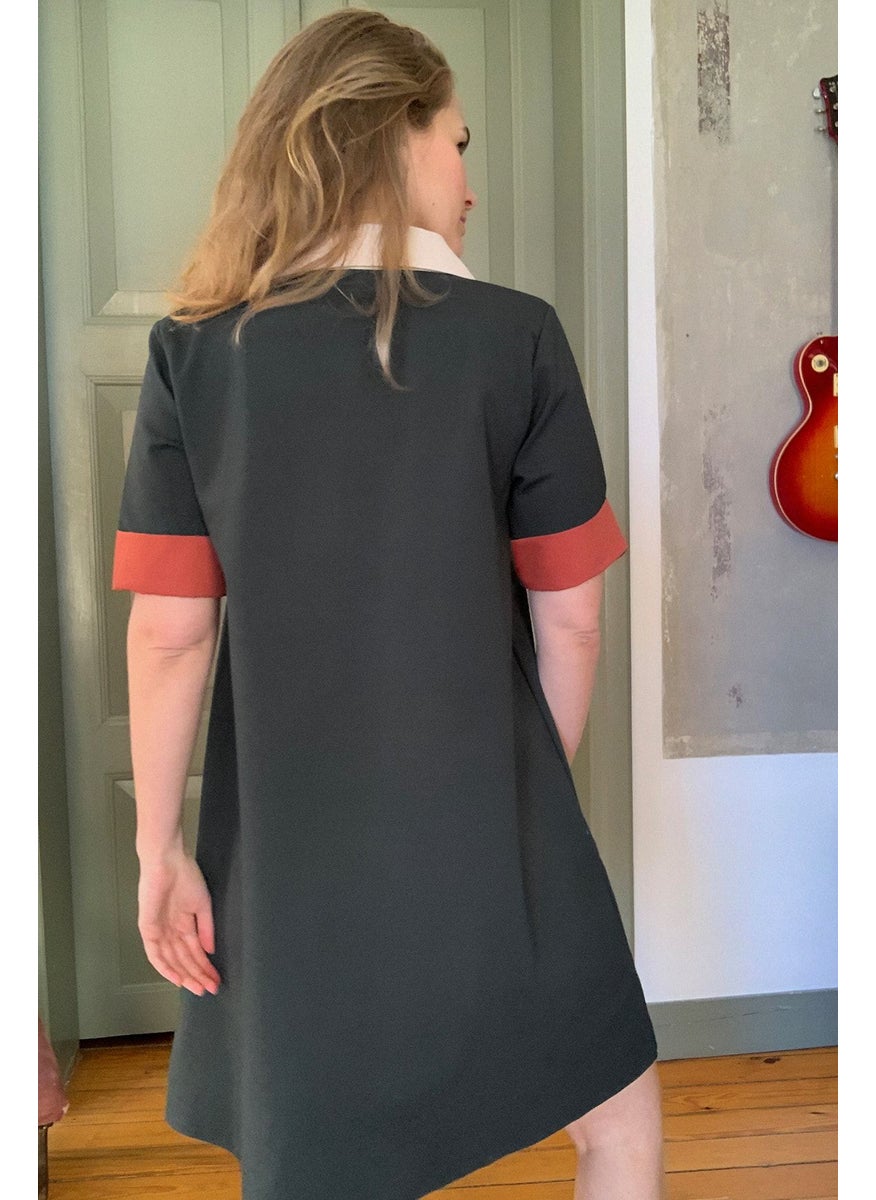Collar Detail T-Shirt  Dress