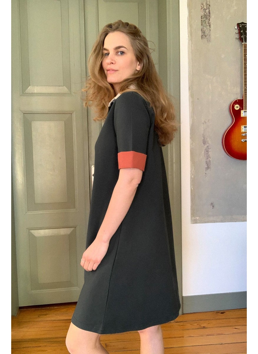 Collar Detail T-Shirt  Dress