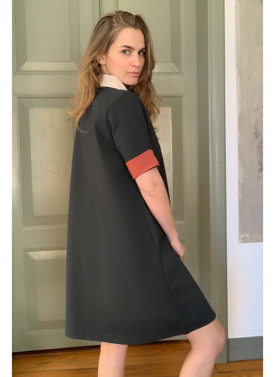 Collar Detail T-Shirt  Dress