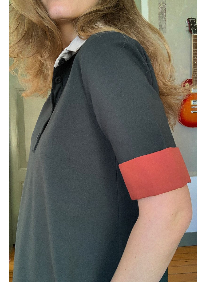 Collar Detail T-Shirt  Dress