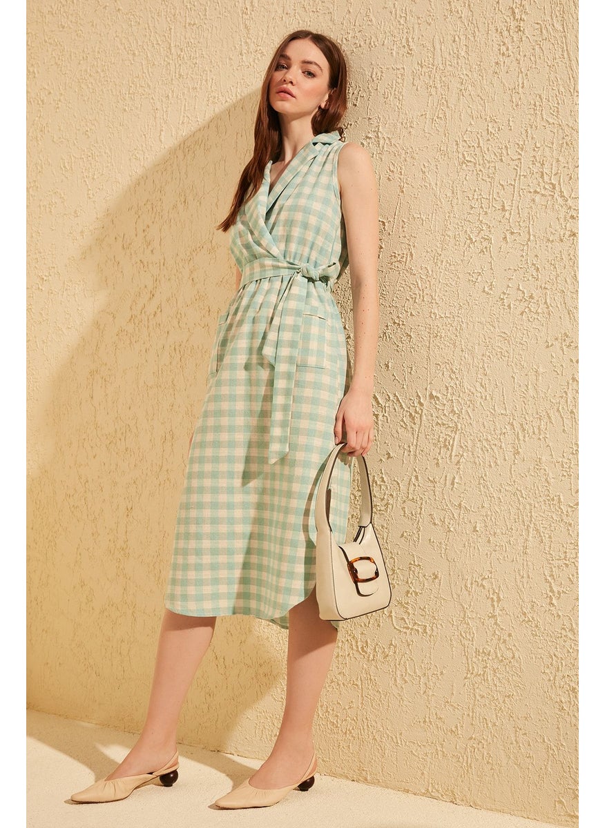 Checked Wrap Dress