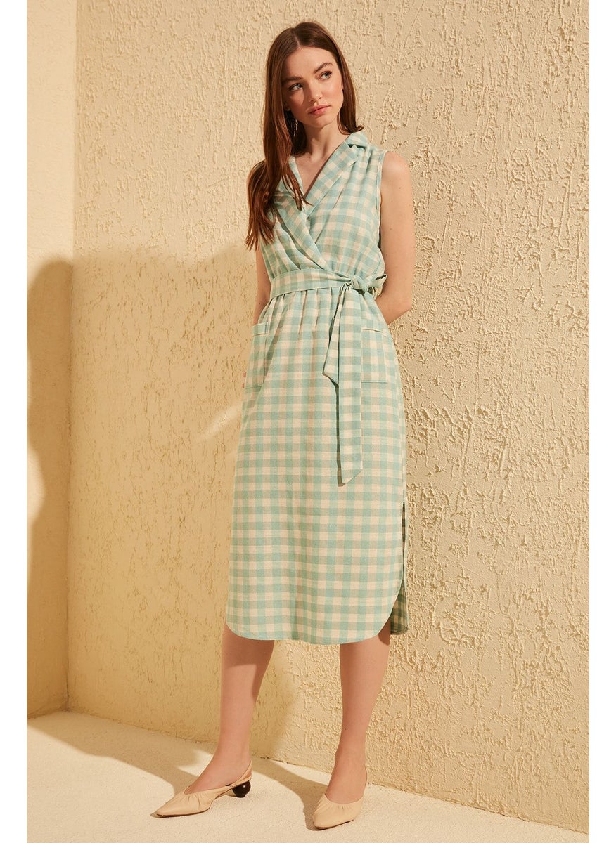 Checked Wrap Dress