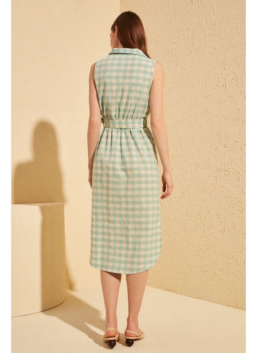 Checked Wrap Dress