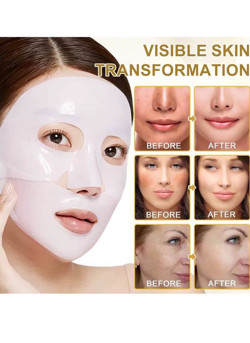 4Pcs Advanced Snail Mucin Glass Glow Hydrogel Mask Face Skincare Hydrating Lifting Firming Soothing Facial Mask Sheet with Snail Mucin and Collagen Night Wrapping Collagen Face Sheets Masks