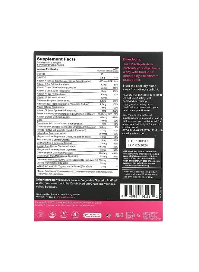 Prenatal  DHA 300 Optimal Formula 60 Softgels